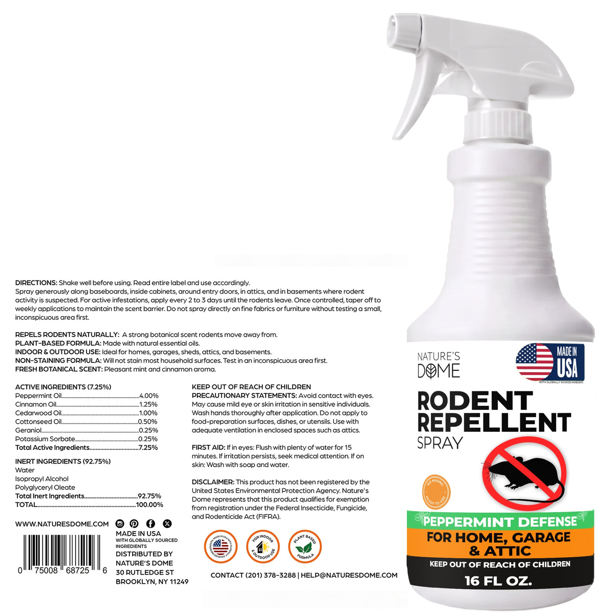 Nature's Dome Rodent Repellent Spray 16 Fl Oz