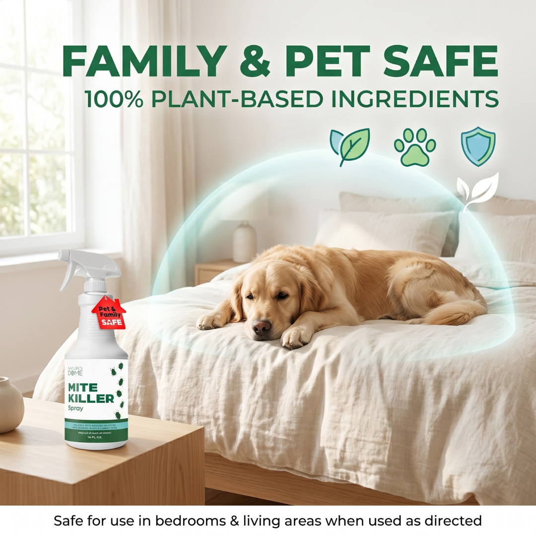 Nature's Dome Mite Spray 16 oz – Plant Based Treatment for Dust, Spider, Carpet, Bird, Rat Mites – Safe for Families, Pet, Home, Bedding & Furniture When Used As Directed