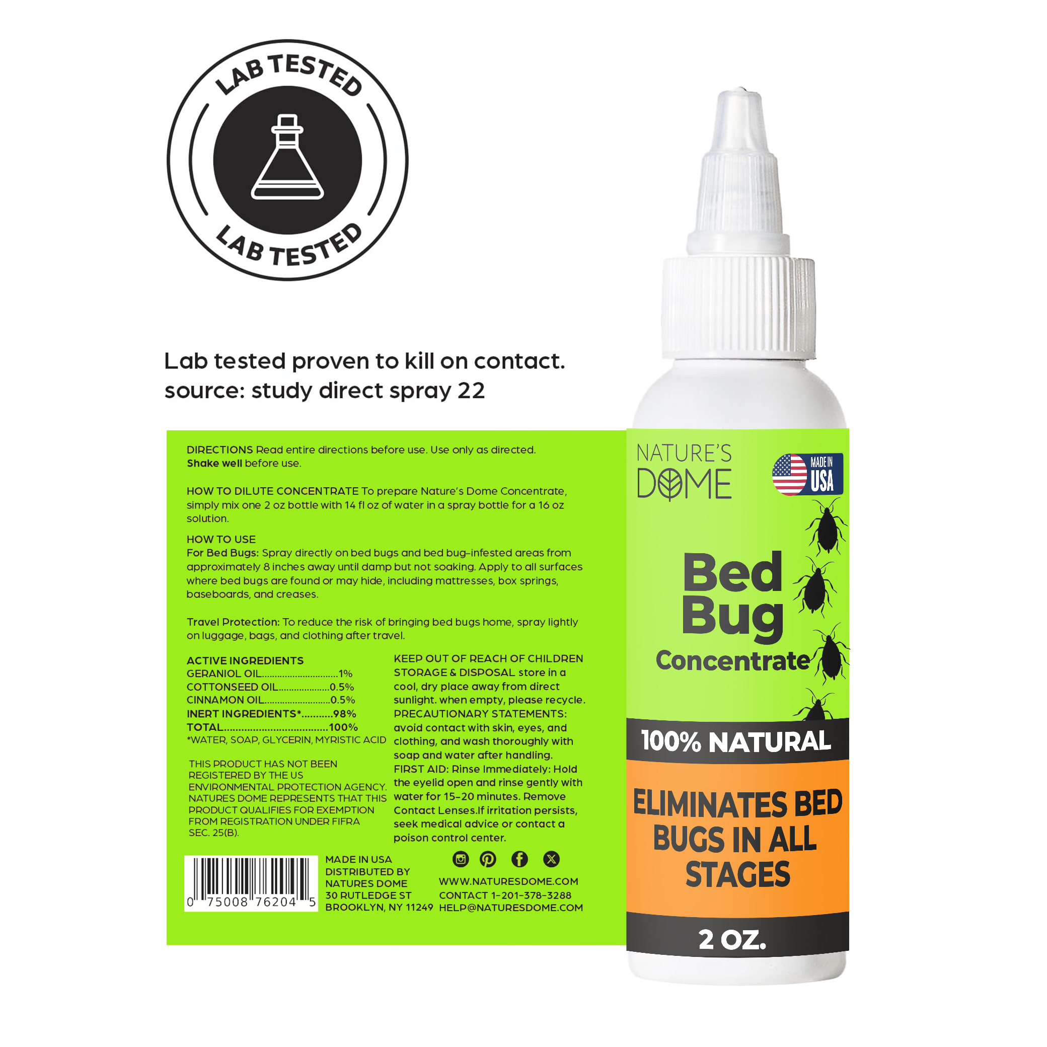 Nature’s Dome Bed Bug Concentrate 2 oz – Makes 16 oz