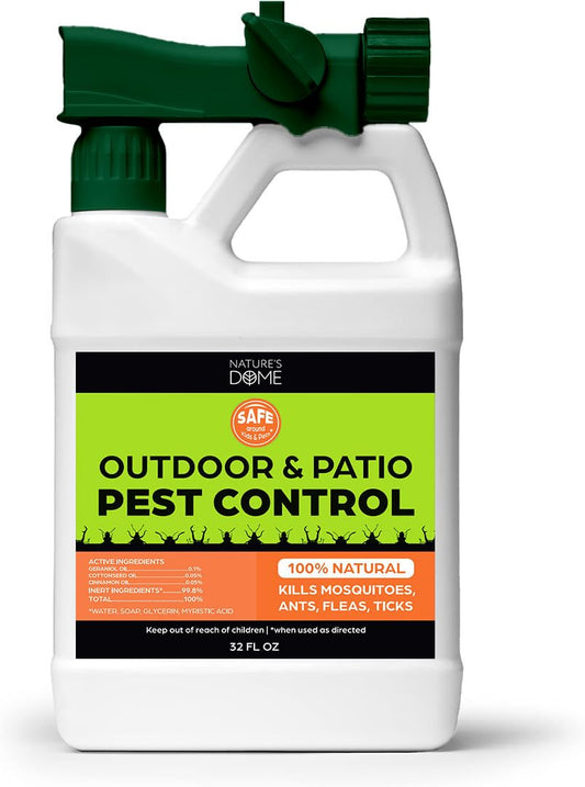 Nature’s Dome Outdoor Bug Spray – Flea, Tick & Mosquito Yard Treatment – Plant-Based Insect Killer & Repellent with Essential Oils – Safe for Pets, Kids & Plants – 32 oz Ready-to-Use