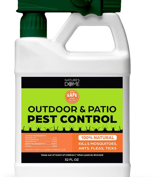 Nature’s Dome Outdoor Bug Spray – Flea, Tick & Mosquito Yard Treatment – Plant-Based Insect Killer & Repellent with Essential Oils – Safe for Pets, Kids & Plants – 32 oz Ready-to-Use