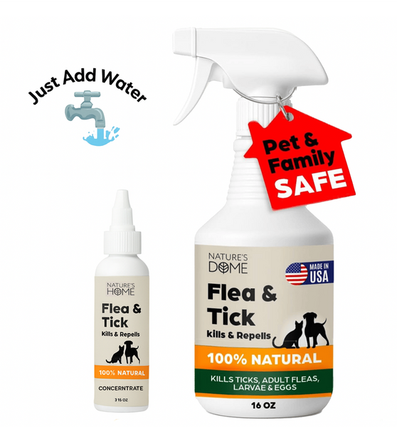 Nature’s Dome Outdoor Flea & Tick Spray – 16 oz Includes Bottle & Concentrate – Kills & Repels Fleas, Ticks, Larvae & Eggs – Plant-Based Pest Control – Safe for Pets, Kids & Plants – Just Add Water