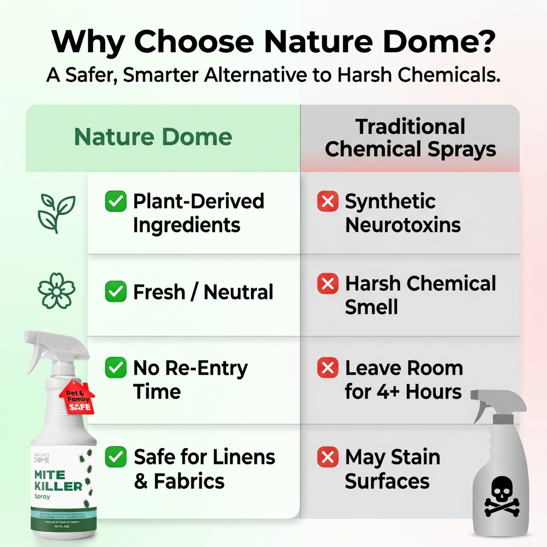 Nature's Dome Mite Spray 16 oz – Plant Based Treatment for Dust, Spider, Carpet, Bird, Rat Mites – Safe for Families, Pet, Home, Bedding & Furniture When Used As Directed