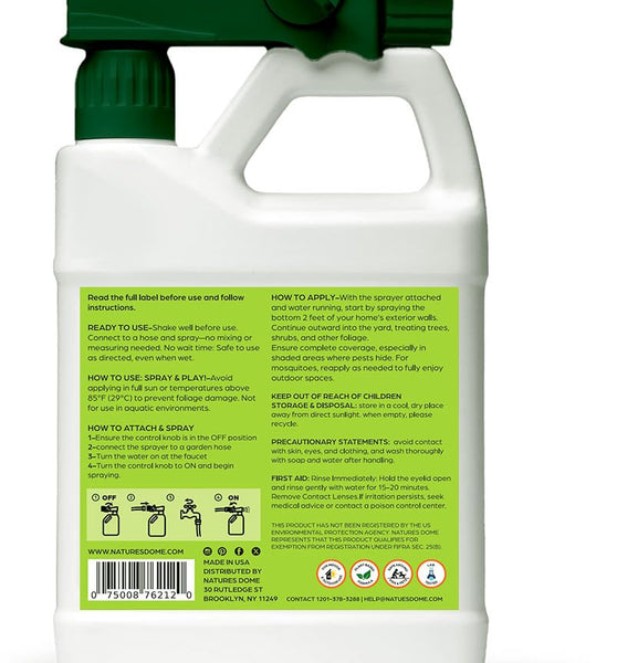 Nature’s Dome Outdoor Bug Spray – Flea, Tick & Mosquito Yard Treatment – Plant-Based Insect Killer & Repellent with Essential Oils – Safe for Pets, Kids & Plants – 32 oz Ready-to-Use