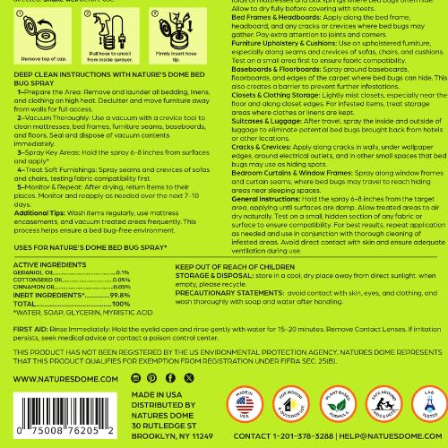 Nature's Dome 1 Gallon Spray, Bed Bug & Mite Killer - Provides Lasting Defense, Destroys Eggs & Resistant Strains, 100% Natural, Safe & Non-Toxic