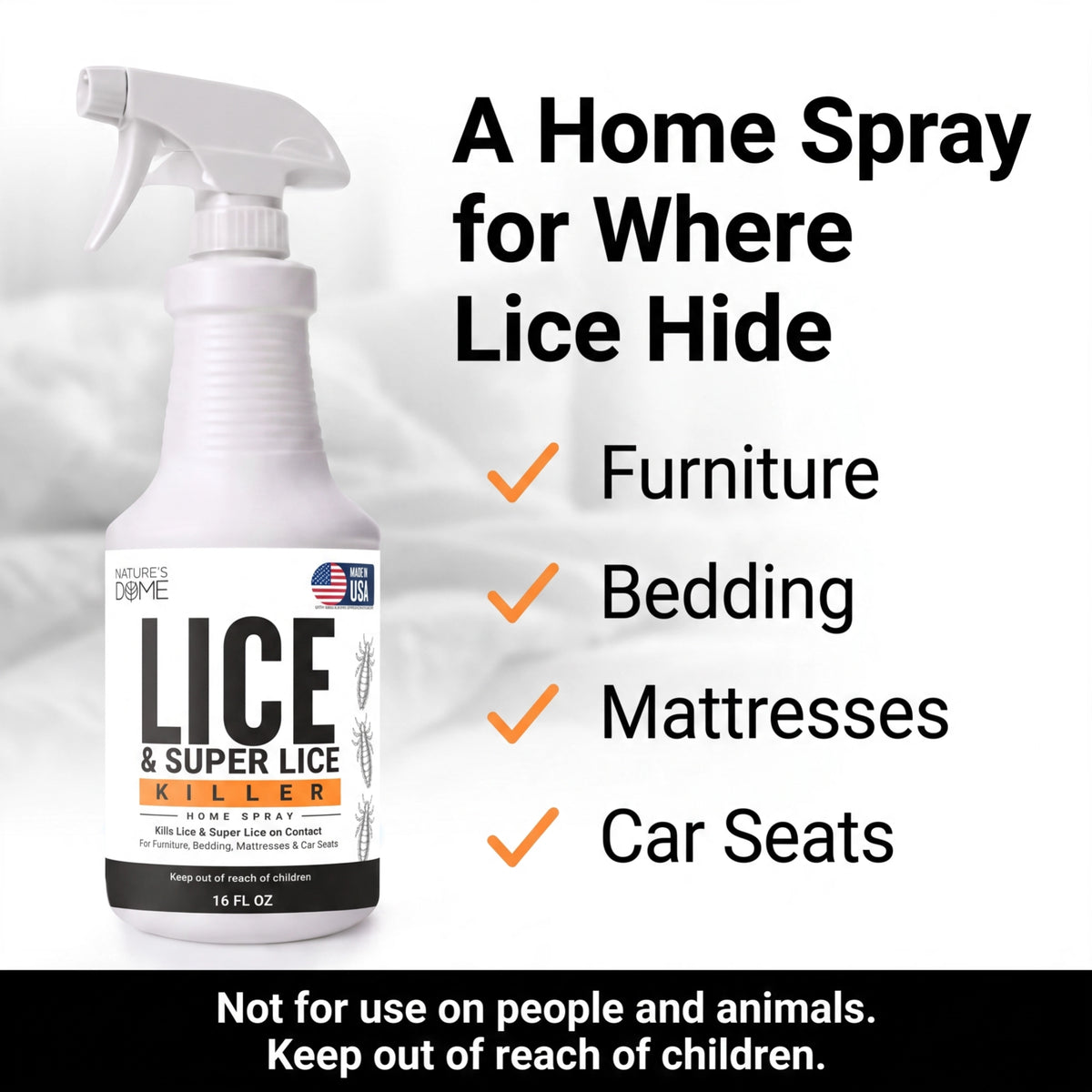 Nature's Dome Lice Spray for Home, Bedding & Furniture 16oz