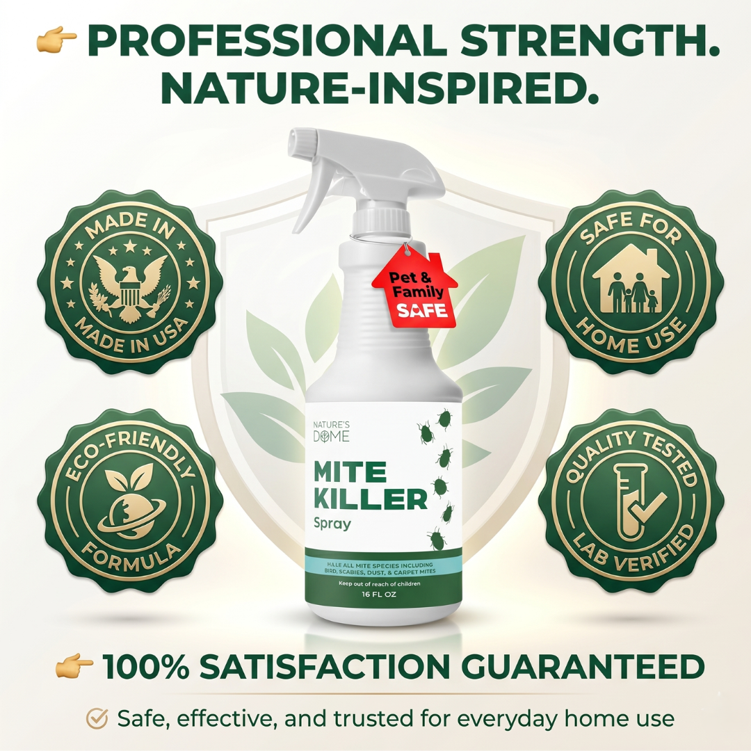 Nature's Dome Mite Spray 16 oz – Plant Based Treatment for Dust, Spider, Carpet, Bird, Rat Mites – Safe for Families, Pet, Home, Bedding & Furniture When Used As Directed