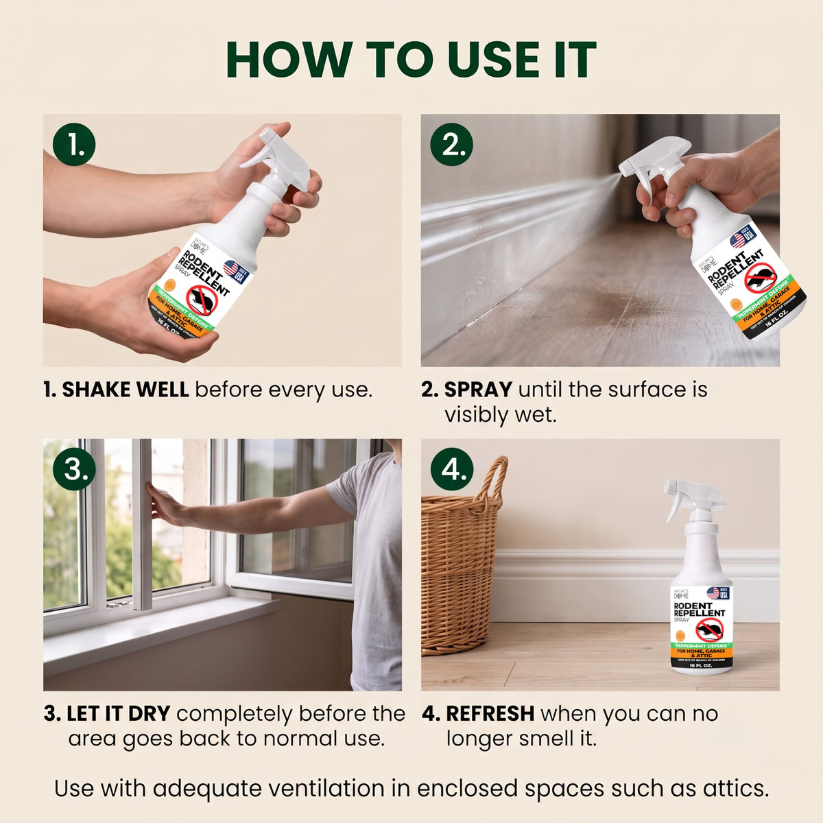 Nature's Dome Rodent Repellent Spray 16 Fl Oz