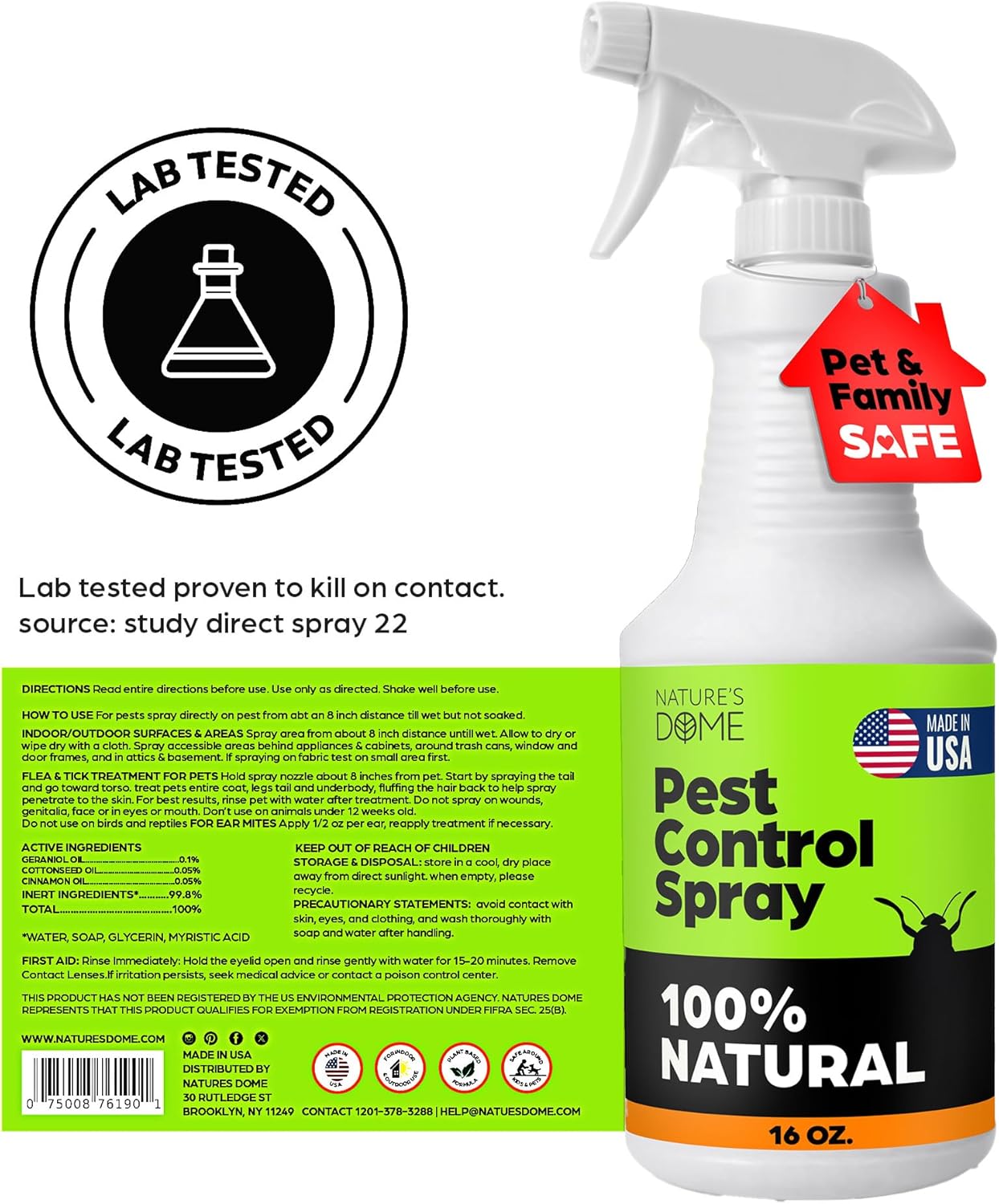 Nature’s Dome Eco-Friendly Pest Control Spray – 16 oz