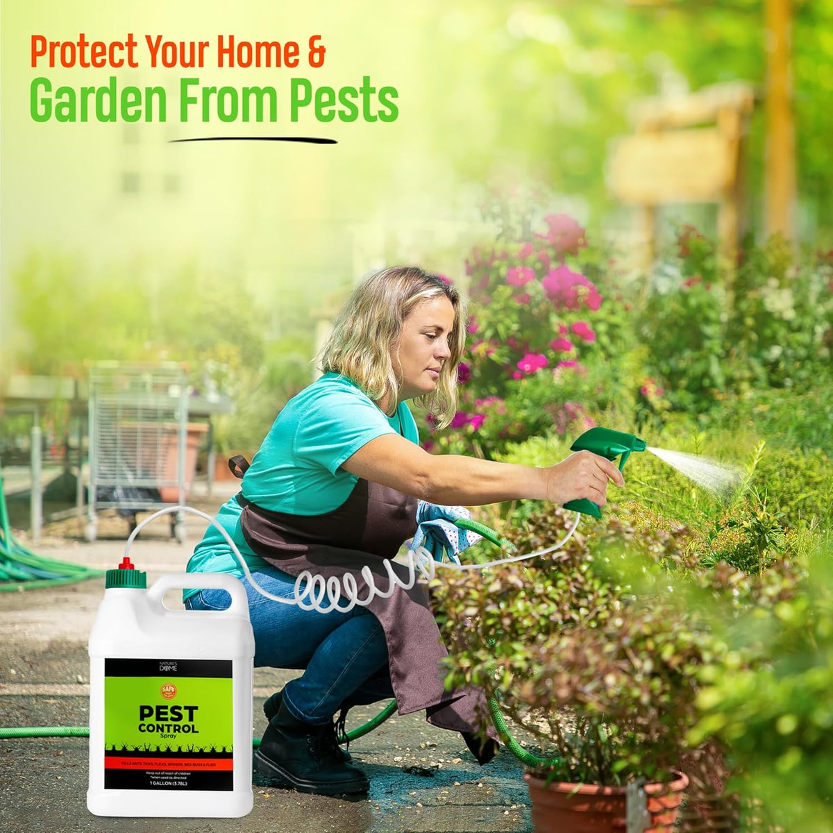 Nature's Dome 1 Gallon Pest Control Spray – Eco-Friendly, Ready-to-Use, Ant, Roach, Spider, Fly, Flea & Insect Control with Essential Oils – Fast-Acting, Child & Pet Safe for Indoor/Outdoor Use