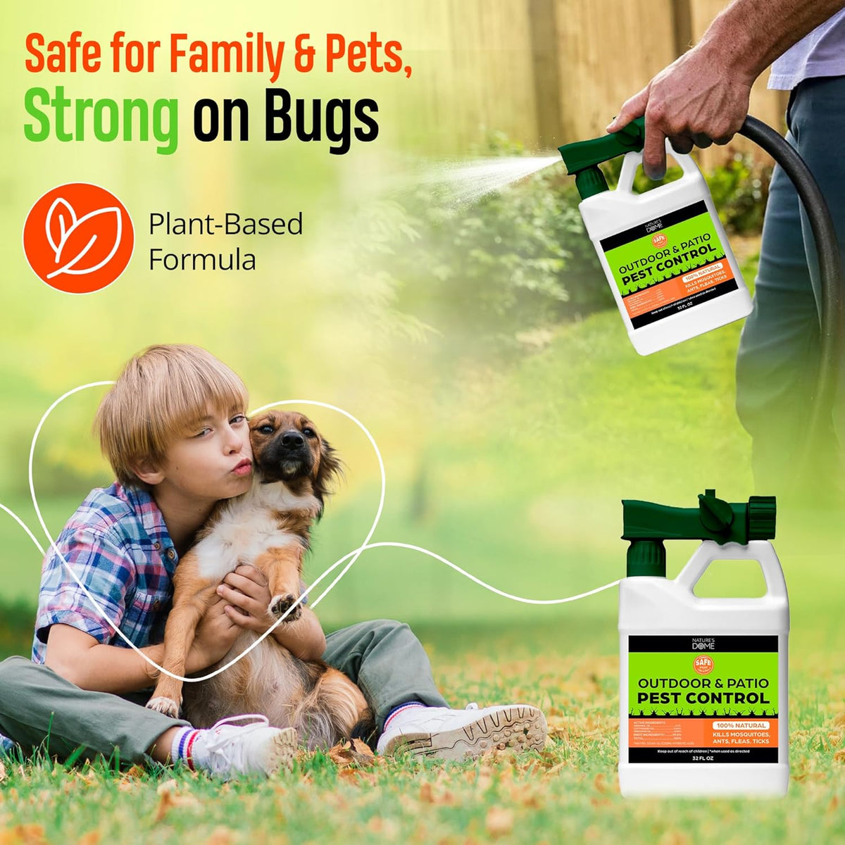 Nature’s Dome Outdoor Bug Spray – Flea, Tick & Mosquito Yard Treatment – Plant-Based Insect Killer & Repellent with Essential Oils – Safe for Pets, Kids & Plants – 32 oz Ready-to-Use