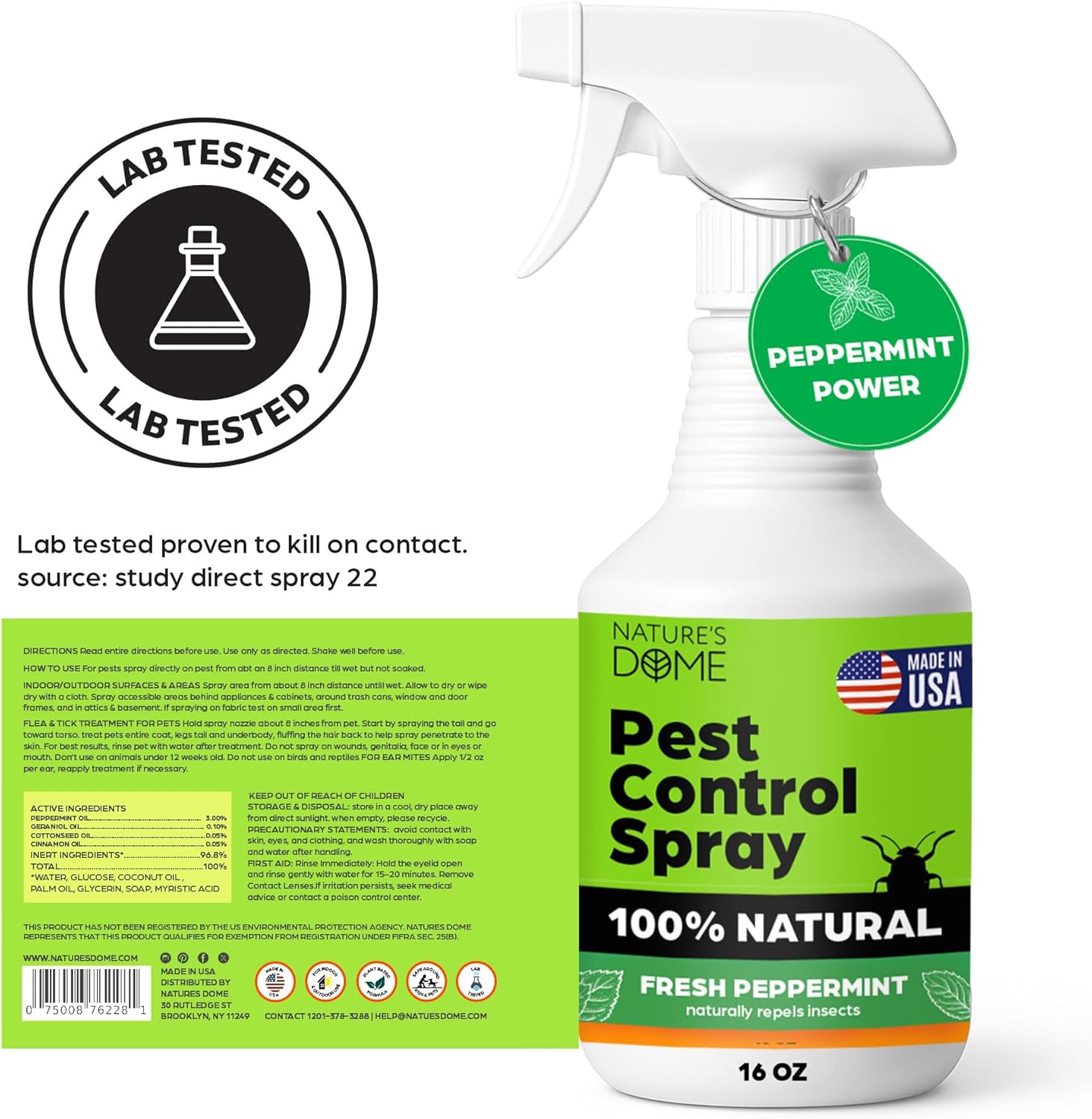 Nature’s Dome Pest Control Spray Peppermint – 16 oz