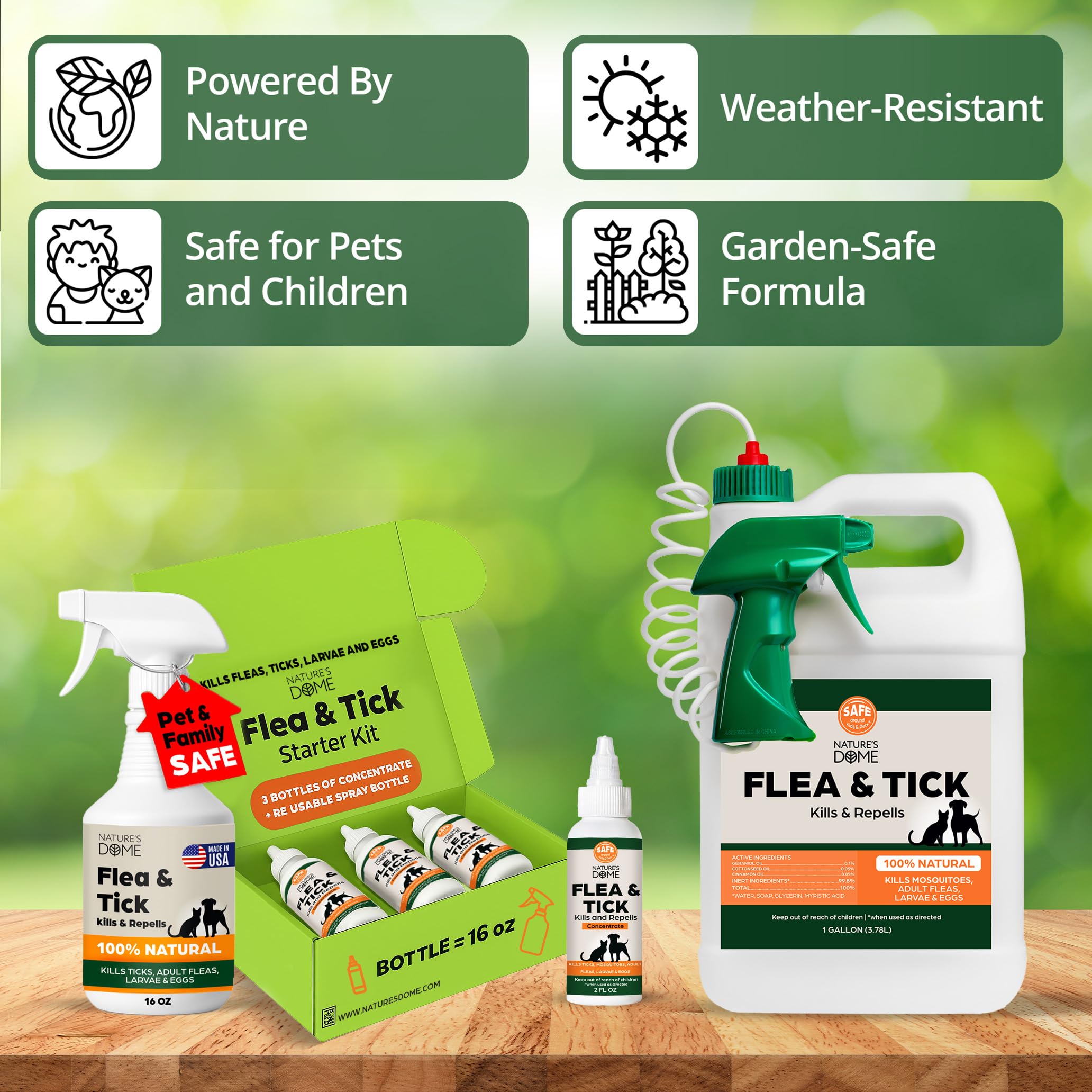 Nature’s Dome DIY Flea & Tick Spray Kit (Just Add Water) – 16 oz