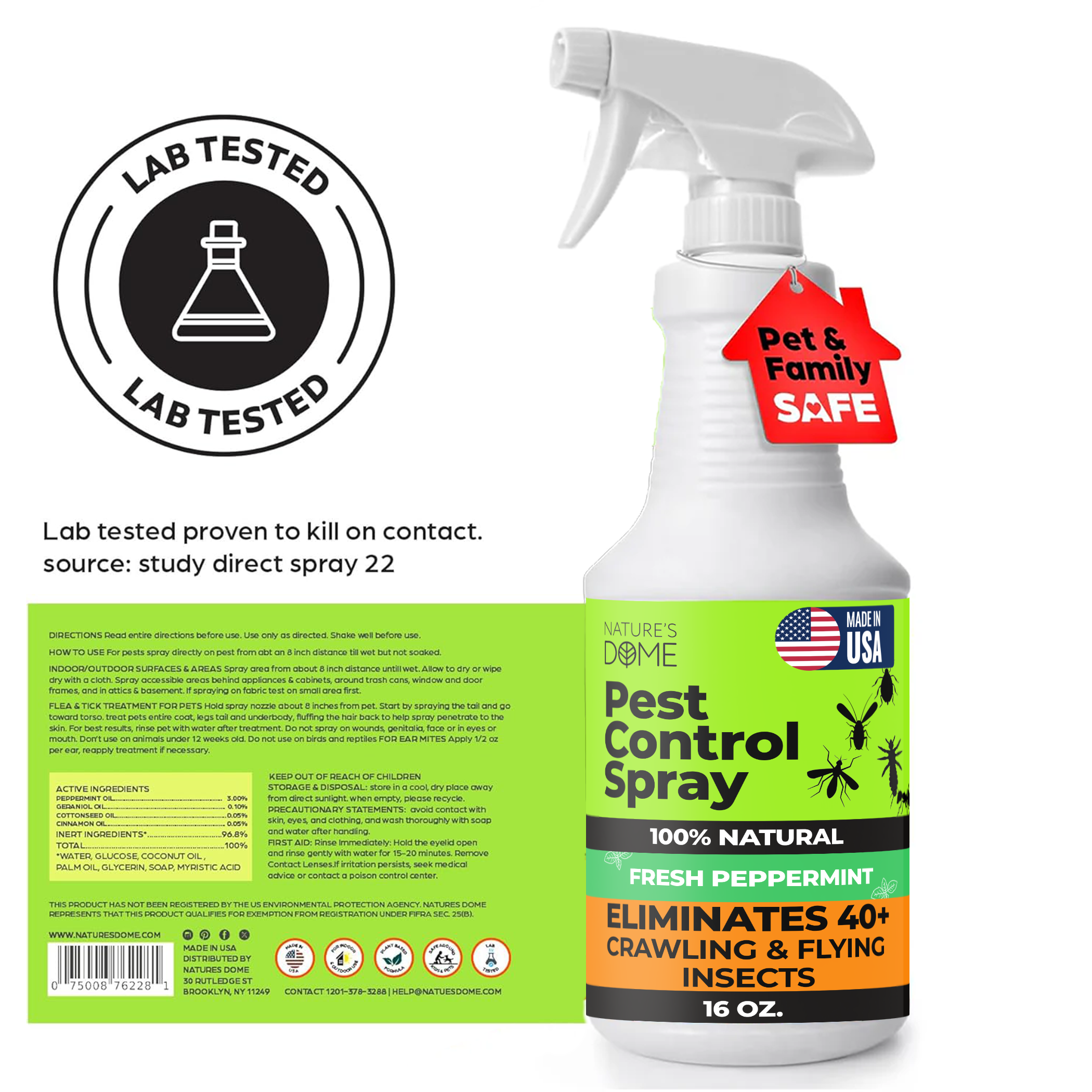 Nature’s Dome Pest Control Spray Peppermint – 16 oz