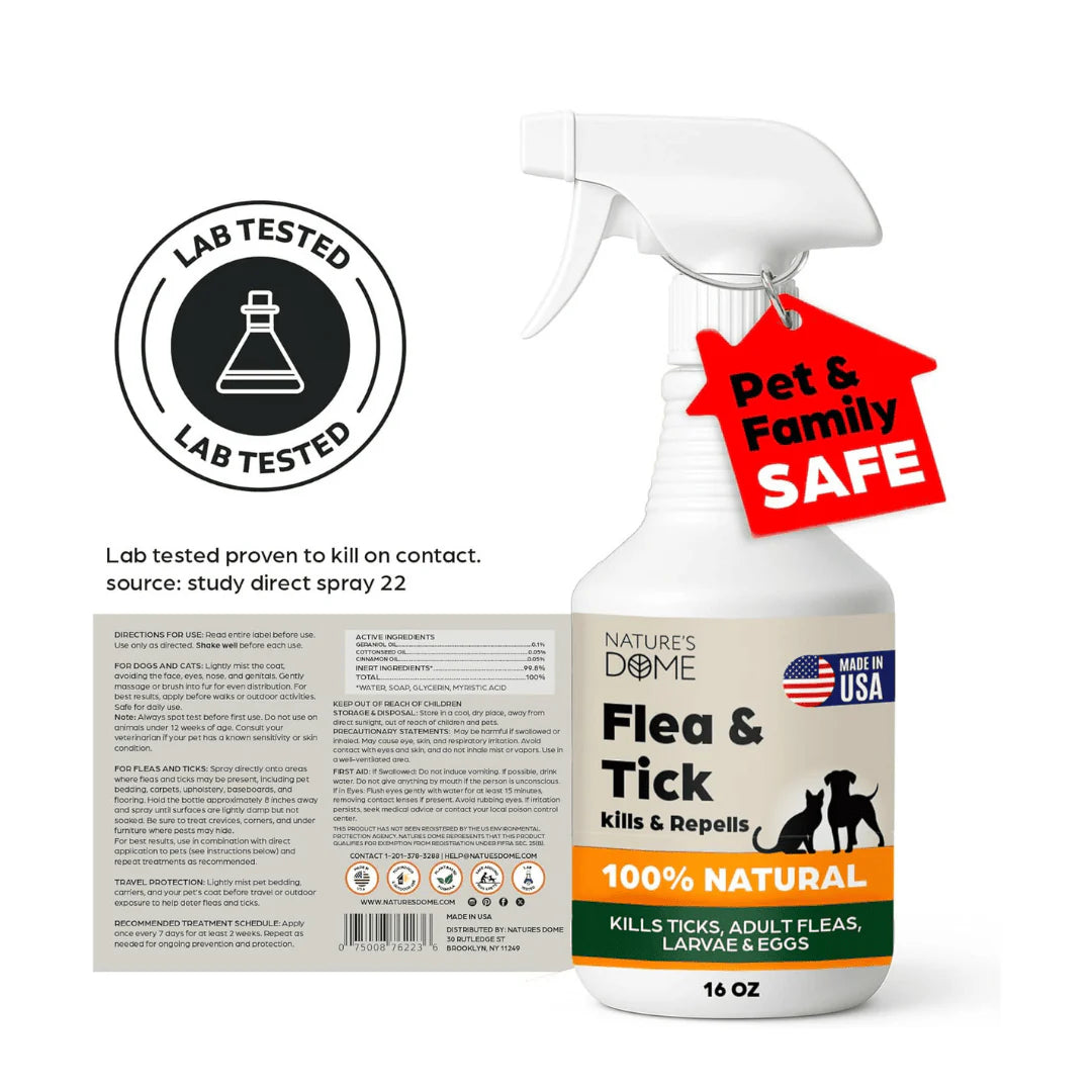 Nature's Dome Flea & Ticks Starter Kit- Makes 3 Bottles (1 concentrate makes 16 oz Each)