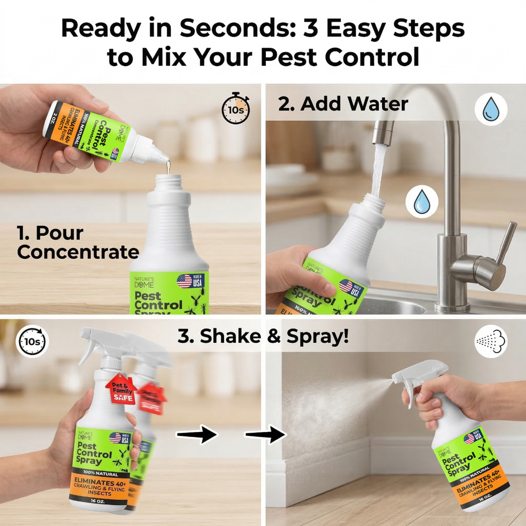 Nature’s Dome Pest Control Starter Kit – Makes 3 Bottles (1 concentrate makes 16 oz Each)