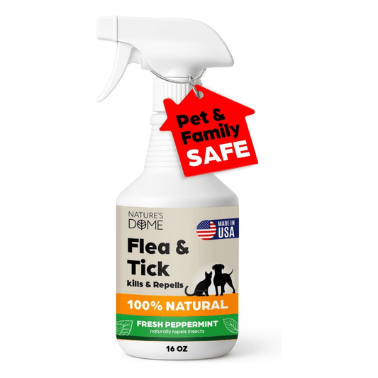 Nature’s Dome Peppermint Flea & Tick Spray – 16 oz – Kills & Repels Fleas, Ticks, Larvae & Eggs – Plant-Based Pest Control – Safe for Pets, Kids & Plants – Ready-to-Use