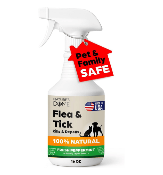 Nature’s Dome Peppermint Flea & Tick Spray – 16 oz – Kills & Repels Fleas, Ticks, Larvae & Eggs – Plant-Based Pest Control – Safe for Pets, Kids & Plants – Ready-to-Use