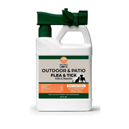 Nature’s Dome Outdoor Flea & Tick Spray – 32 oz Hose-End Yard Treatment – Kills & Repels Mosquitoes, Fleas, Ticks, Larvae & Eggs – Plant-Based, Safe for Pets, Kids & Plants – Ready-to-Use