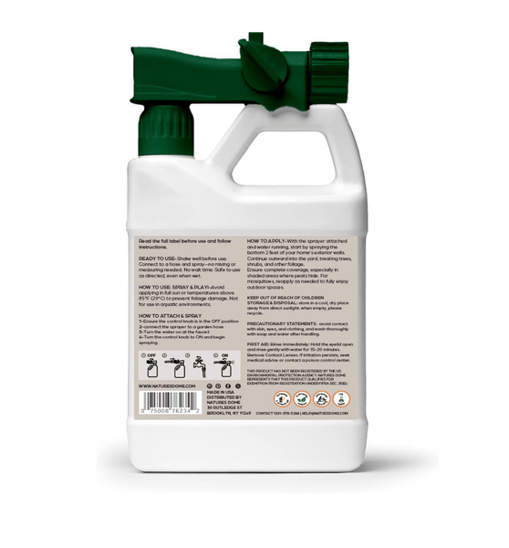 Nature’s Dome Outdoor Flea & Tick Spray – 32 oz Hose-End Yard Treatment – Kills & Repels Mosquitoes, Fleas, Ticks, Larvae & Eggs – Plant-Based, Safe for Pets, Kids & Plants – Ready-to-Use