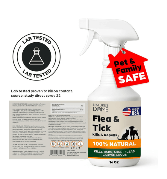 Nature’s Dome Outdoor Flea & Tick Spray – 16 oz – Kills & Repels Fleas, Ticks, Larvae & Eggs – Plant-Based Pest Control – Safe for Pets, Kids & Plants – Ready-to-User