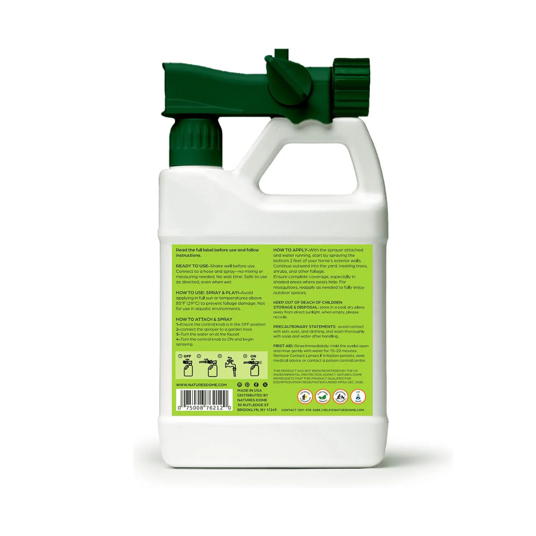 Nature’s Dome Outdoor Bug Spray – Flea, Tick & Mosquito Yard Treatment – Plant-Based Insect Killer & Repellent with Essential Oils – Safe for Pets, Kids & Plants – 32 oz Ready-to-Use