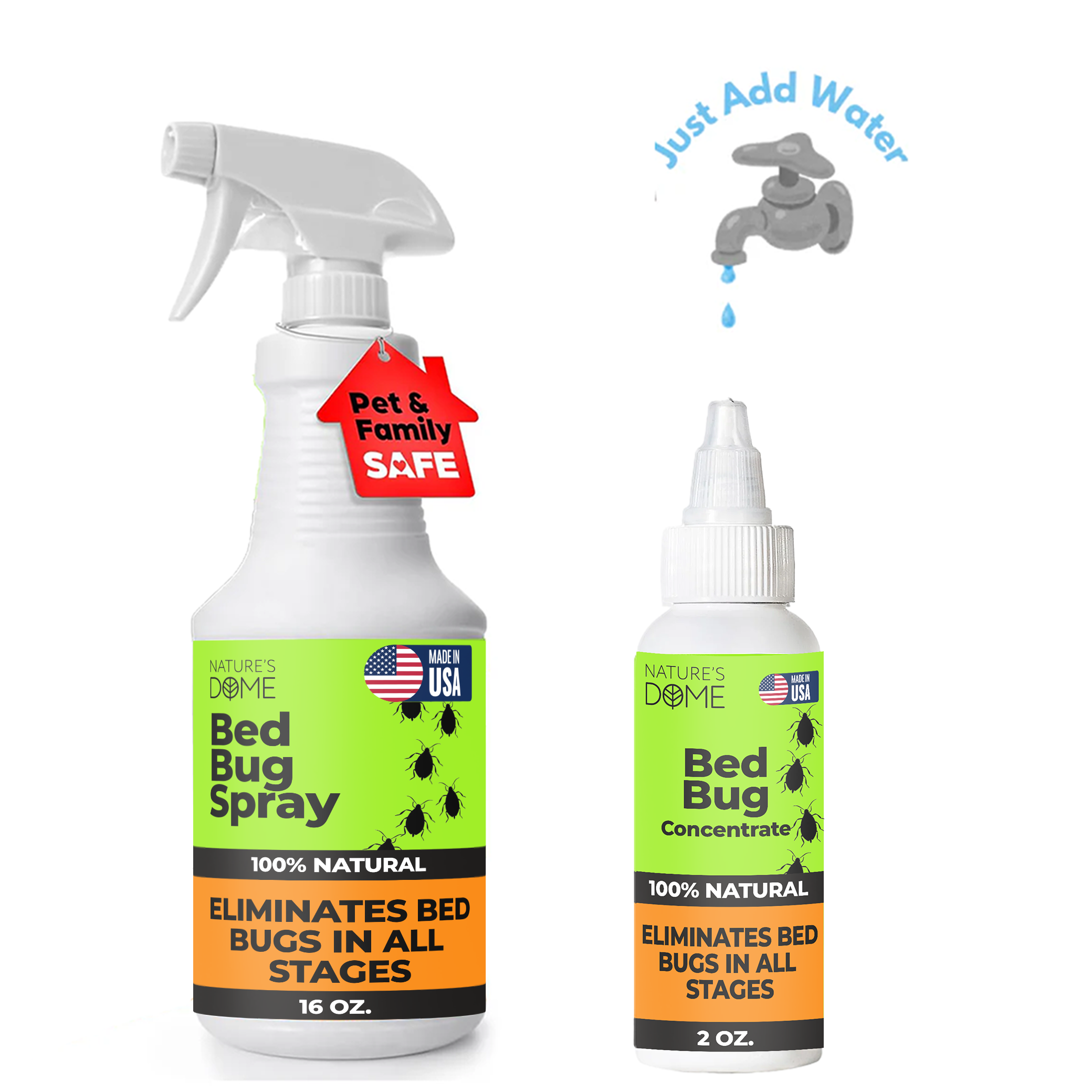 Nature's Dome DIY Bed Bug & Mite Spray Kit (Just Add Water) – 16 oz