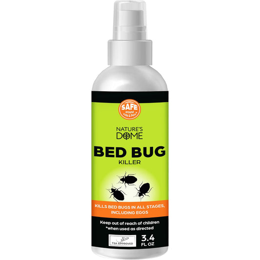 Nature’s Dome Bed Bug & Mite Spray – TSA-Approved 3.4 oz Travel Size– 100% Efficacy, Destroys Eggs & Resistant Strains, Made from Natural Ingredients