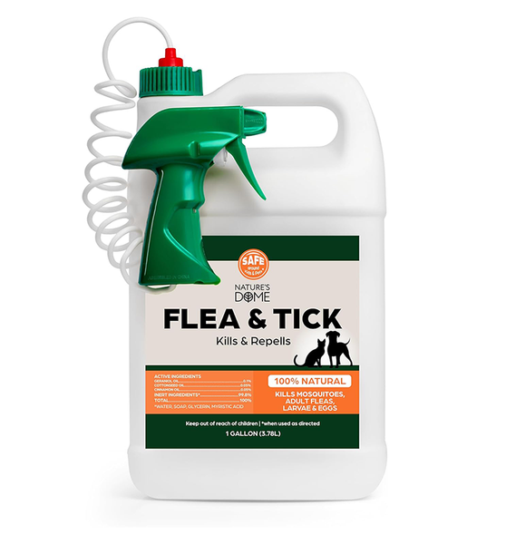 Nature’s Dome Outdoor Flea & Tick Spray – 1 Gallon Refill – Kills & Repels Fleas, Ticks, Larvae & Eggs – Plant-Based Pest Control for Yard, Lawn & Patio – Safe for Pets, Kids & Plants