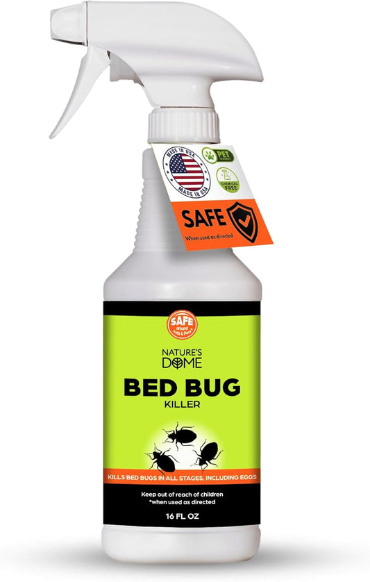 Nature's Dome Bed Bug Spray, Provides Lasting Defense,16 oz Bed Bug Killer & Mite Killer Spray with 100% Kill Efficacy, Destroys Eggs & Resistant Strains, Derived from Natural Ingredients, Non-Toxic