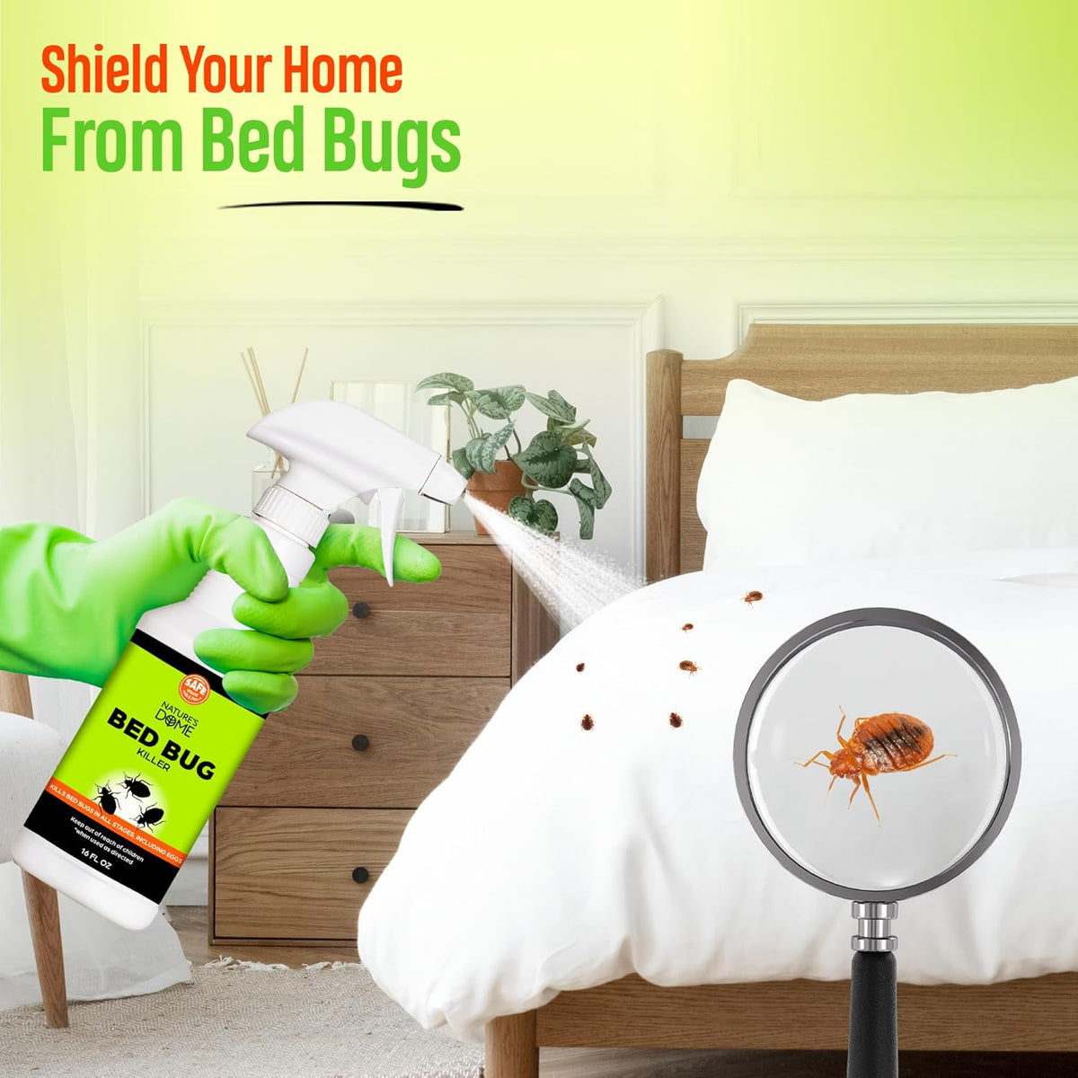 Nature's Dome DIY Bed Bug Spray just add water, Provides Lasting Defense,16 oz bottle with 2 oz concentrate Bed Bug Killer & Mite Killer Spray with 100% Kill Efficacy, Destroys Eggs & Resistant Strains, Derived from Natural Ingredients, Non-Toxic