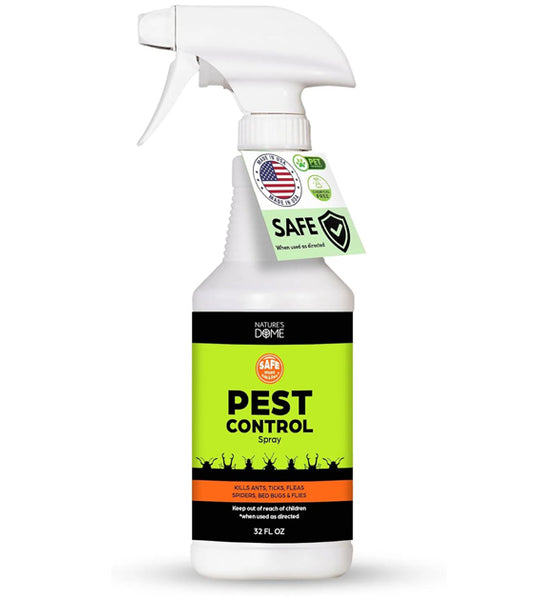 Nature's Dome Eco-Friendly Pest Control Spray – 32 oz – Ant, Roach, Spider, Fly, Flea and Insect Control with Natural Essential Oils – Fast-Acting, Child & Pet Safe for Indoor & Outdoor Use