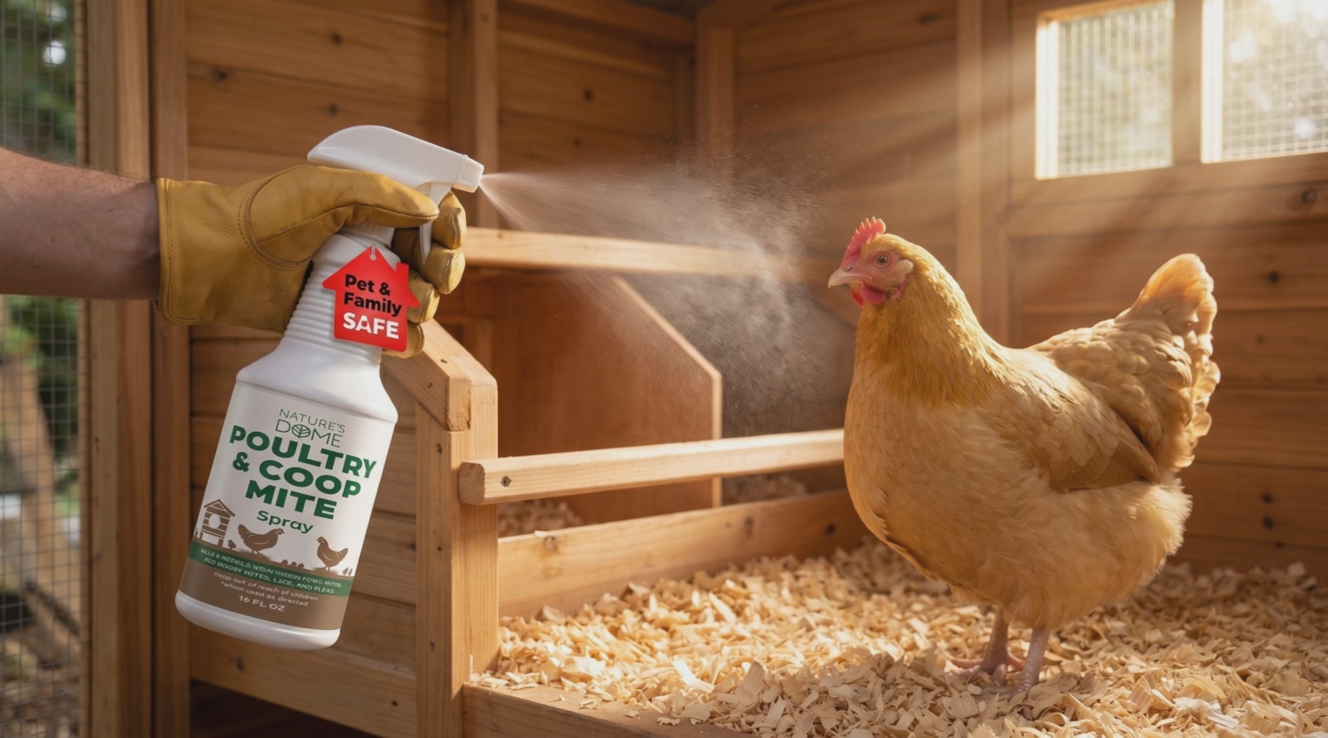 Nature's Dome Poultry Spray - 16 oz - Natural Plant Based Oils for Control - Family Safe with No Egg Withdrawl