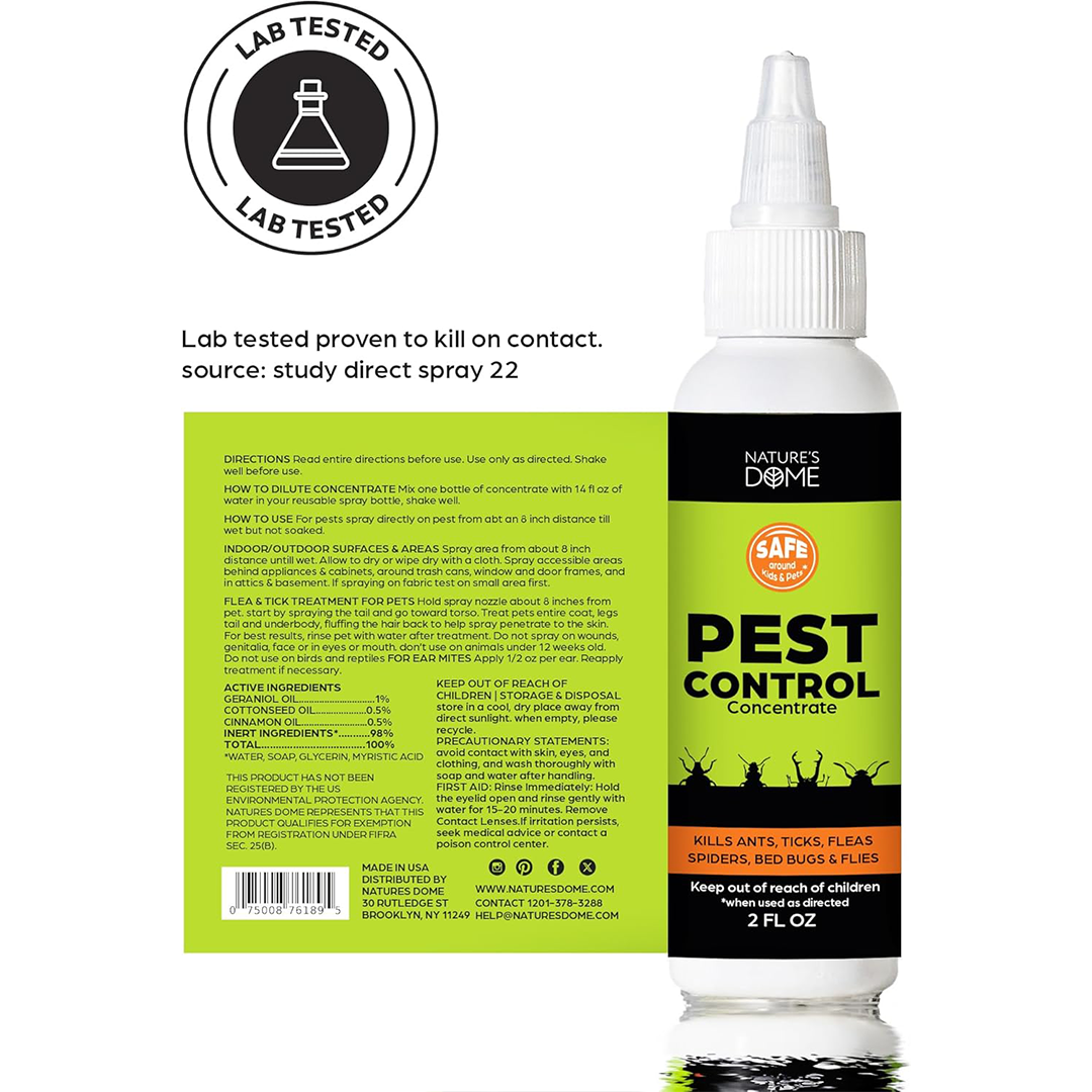 Nature’s Dome Indoor Bug Spray Concentrate – Pet & Kid Safe – 2 oz