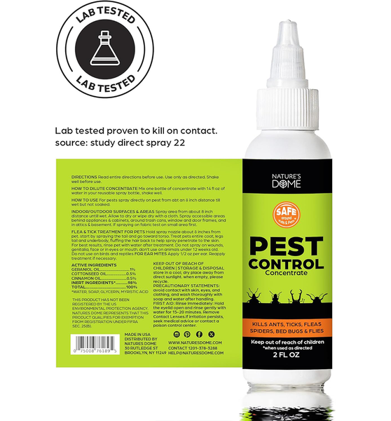 Nature’s Dome Indoor Bug Spray Concentrate – Pet & Kid Safe – 2 oz